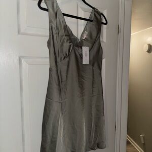 Elegant Gray Satin Dress